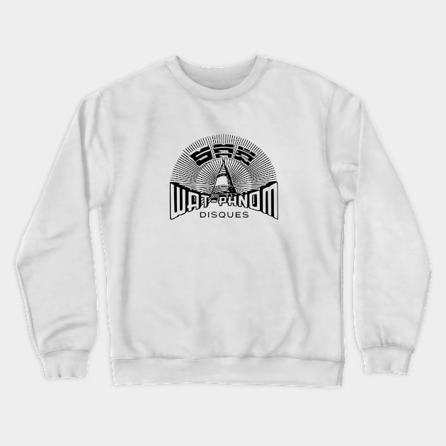 Wat Phnom Disques Logo Vintage Cambodian Record Label 60s Crewneck Sweatshirt by walltowall